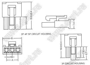 4200HF-05P-1 (Mini-Fit Jr.™ MOLEX 0039014050) корпус однорядной розетки на кабель; шаг 4,2мм; 1x5-конт.