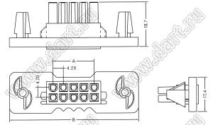 4200HF-L-2X05P (Mini-Fit® MOLEX 0015060100) корпус однорядной розетки на кабель с защелками; шаг 4,2мм; 2x5-конт.