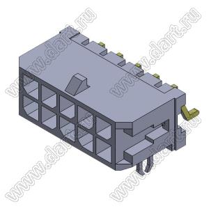 3000WR-S-F-2X05P (Micro-Fit 3.0™ MOLEX 043045-1006) вилка на плату двухрядная угловая SMD с защелками в плату; шаг 3,0мм; 2x5-конт.