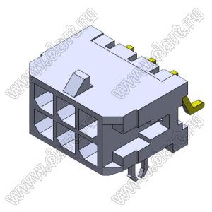 3000WR-S-F-2X03P (Micro-Fit 3.0™ MOLEX 043045-0606) вилка на плату двухрядная угловая SMD с защелками в плату; шаг 3,0мм; 2x3-конт.