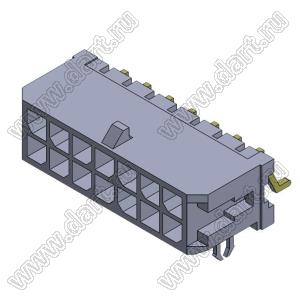 3000WR-S-F-2X07P (Micro-Fit 3.0™ MOLEX 043045-1406) вилка на плату двухрядная угловая SMD с защелками в плату; шаг 3,0мм; 2x7-конт.