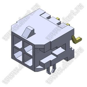 3000WR-S-F-2X02P (Micro-Fit 3.0™ MOLEX 043045-0406) вилка на плату двухрядная угловая SMD с защелками в плату; шаг 3,0мм; 2x2-конт.