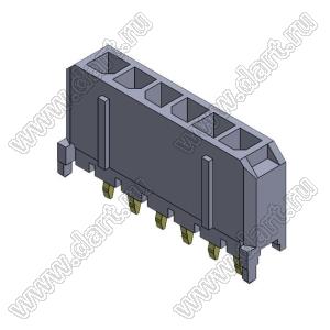 3000WV-06P (Micro-Fit 3.0™ MOLEX 043650-0615) вилка на плату однорядная прямая шаг 3,0 мм; 6 конт.; шаг 3,0мм; 6-конт.