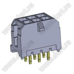 3000WV-2x03P (Micro-Fit 3.0™ MOLEX 043045-0612, 5561S-06) вилка на плату двухрядная прямая; шаг 3,0мм; 2x3-конт.