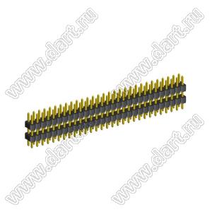 2213DI-56G-1390 (2x28) вилка штыревая открытая прямая с двойным изолятором двухрядная на плату для монтажа в отверстия; шаг 2.54мм; P=2,54x2,54мм; 2x28-конт.; L=13,9мм