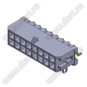 3000WR-S-F-2X08P (Micro-Fit 3.0™ MOLEX 043045-1606) вилка на плату двухрядная угловая SMD с защелками в плату; шаг 3,0мм; 2x8-конт.