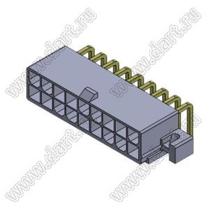 4200WR-L-2X09P (5569R-18, MF-18MRB, MF-2x9 MRB Mini-Fit Jr.™ MOLEX 39291188) вилка на плату угловая двухрядная с крепёжн. ушами; шаг 4,2мм; 2x9-конт.