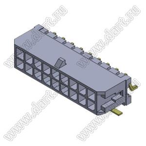 3000WR-S-2X09P (Micro-Fit 3.0™ MOLEX 043045-1809, MF30-SHE1-18) вилка на плату двухрядная угловая SMD; шаг 3,0мм; 2x9-конт.