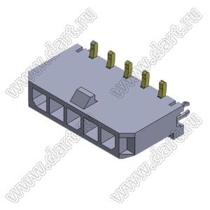 3000WV-S-F-05P (Micro-Fit 3.0™ MOLEX 043650-0521) вилка на плату однорядная прямая SMD с защелками в плату шаг 3,0 мм; 5 конт.; шаг 3,0мм; 5-конт.