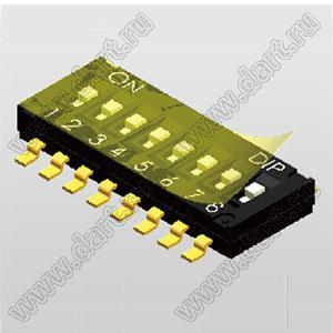 DHN-02-T-V-T/R-1.27 переключатель для поверхностного (SMD) монтажа; шаг 1,27мм; 2-позиц.