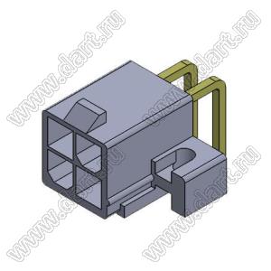 4200WR-L-2X02P (5569R-04, MF-04MRB, MF-2x2 MRB Mini-Fit Jr.™ MOLEX 392910428) вилка на плату угловая двухрядная с крепёжн. ушами; шаг 4,2мм; 2x2-конт.
