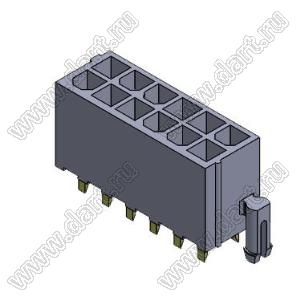 4200WVK-F-2X06P (Mini-Fit Jr.™ MOLEX 039299122, MF-12MB) вилка на плату прямая двухрядная с фиксаторами в плату и с выводами в плату плоского сечения; шаг 4,2мм; 2x6-конт.