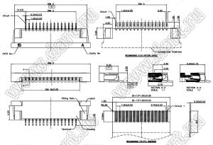 1223-21-02 (AF2K21B*S0T10_Q0Q1) розетка SMD для плоского шлейфа (FPC); шаг 1,0мм; 21-конт.; контакты снизу