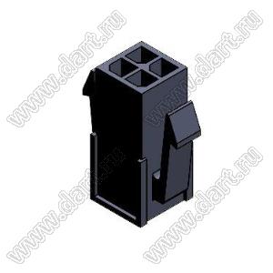 3000HM-2x02P-1 (Micro-Fit 3.0™ MOLEX 43020-0400, MF30-HMD1-04, 5561-04, MMF 2x2 F, MF3-4F, WW300-M2x2) колодка на кабель (вилка) двухрядная с защелками в панель; шаг 3,0мм; P 3,00мм; 2x2-конт.