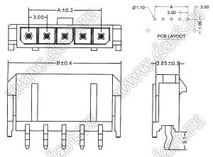 3000WV-07P (Micro-Fit 3.0™ MOLEX 043650-0715) вилка на плату однорядная прямая шаг 3,0 мм; 7 конт.; шаг 3,0мм; 7-конт.