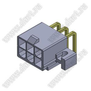 4200WR-L-2X03P (5569R-06, MF-06MRB, MF-2x3 MRB Mini-Fit Jr.™ MOLEX 39291068) вилка на плату угловая двухрядная с крепёжн. ушами; шаг 4,2мм; 2x3-конт.