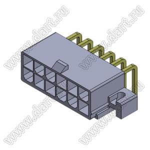 4200WR-L-2X06P (5569R-12, MF-12MRB, MF-2x6 MRB Mini-Fit Jr.™ MOLEX 39291128) вилка на плату угловая двухрядная с крепёжн. ушами; шаг 4,2мм; 2x6-конт.