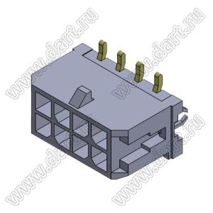 3000WV-S-F-2X04P (Micro-Fit 3.0™ MOLEX 043045-0815) вилка на плату двухрядная прямая SMD с защелками в плату; шаг 3,0мм; 2x4-конт.