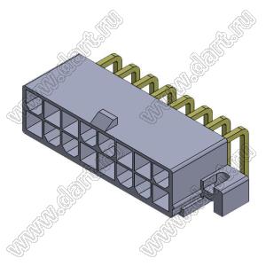 4200WR-L-2X08P (5569R-16, MF-16MRB, MF-2x8 MRB Mini-Fit Jr.™ MOLEX 39291168) вилка на плату угловая двухрядная с крепёжн. ушами; шаг 4,2мм; 2x8-конт.