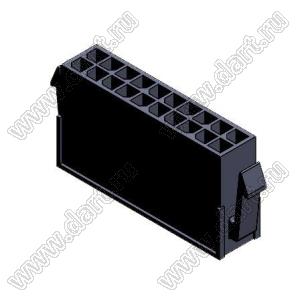 3000HM-2x10P-1 (Micro-Fit 3.0™ MOLEX 43020-2000, MF30-HMD1-20, 5561-20, MMF 2x10 F, MF3-20F, WW300-M2x10) колодка на кабель (вилка) двухрядная с защелками в панель; шаг 3,0мм; P 3,00мм; 2x10-конт.
