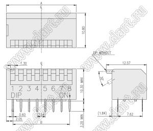 DP-07 (SWD3-7) переключатель типа DIP (PIANO); 7-позиц.; шаг=2,54мм