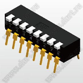 NPIR-02 переключатель типа DIP (PIANO) с утопленными токателями; 2-позиц.; шаг=2,54мм