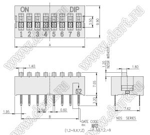 DS-06 (ВДМ1-6 имп., SWD1-6, DS1040-06) переключатель типа DIP; 6-позиц.; шаг 2,54мм