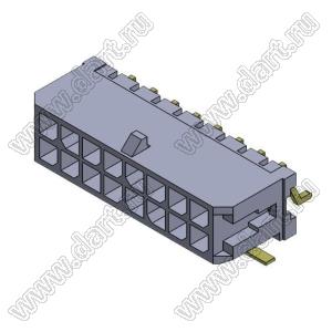 3000WR-S-2X08P (Micro-Fit 3.0™ MOLEX 043045-1609, MF30-SHE1-16) вилка на плату двухрядная угловая SMD; шаг 3,0мм; 2x8-конт.