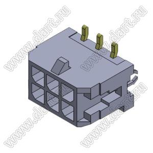 3000WV-S-F-2X03P (Micro-Fit 3.0™ MOLEX 043045-0615) вилка на плату двухрядная прямая SMD с защелками в плату; шаг 3,0мм; 2x3-конт.