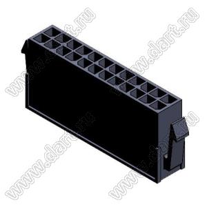 3000HM-2x12P-1 (Micro-Fit 3.0™ MOLEX 43020-2400, MF30-HMD1-24, 5561-24, MMF 2x12 F, MF3-24F, WW300-M2x12) колодка на кабель (вилка) двухрядная с защелками в панель; шаг 3,0мм; P 3,00мм; 2x12-конт.