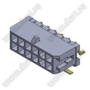 3000WR-S-2X06P (Micro-Fit 3.0™ MOLEX 043045-1209, MF30-SHE1-12) вилка на плату двухрядная угловая SMD; шаг 3,0мм; 2x6-конт.