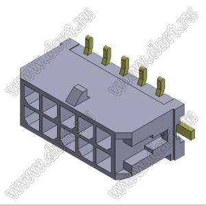 3000WV-S-2X05P (Micro-Fit 3.0™ MOLEX 043045-1018, MF30-SVE1-10, C3000VS20530LP2BW) вилка на плату двухрядная прямая SMD; шаг 3,0мм; 2x5-конт.