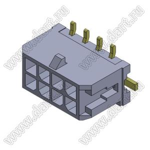 3000WV-S-2X04P (Micro-Fit 3.0™ MOLEX 043045-0818, MF30-SVE1-08, C30000VS20430LP3BW) вилка на плату двухрядная прямая SMD; шаг 3,0мм; 2x4-конт.