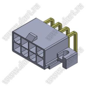 4200WR-L-2X04P (5569R-08, MF-08MRB, MF-2x4 MRB Mini-Fit Jr.™ MOLEX 39291088) вилка на плату угловая двухрядная с крепёжн. ушами; шаг 4,2мм; 2x4-конт.