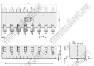 EPM-08-T-V-T/R переключатель типа DIP; 8-позиц.; шаг 2,54мм