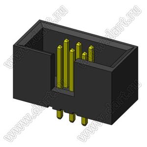 BL3230S-06G (BH1.27-06) (2x3) вилка закрытая прямая на плату для монтажа в отверстия; шаг=1,27x1,27мм; 2x3-конт.