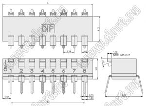 NPIR-02 переключатель типа DIP (PIANO) с утопленными токателями; 2-позиц.; шаг=2,54мм