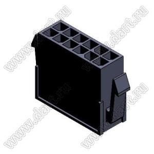 3000HM-2x06P-1 (Micro-Fit 3.0™ MOLEX 43020-1200, MF30-HMD1-12, 5561-12, MMF 2x6 F, MF3-12F, WW300-M2x6) колодка на кабель (вилка) двухрядная с защелками в панель; шаг 3,0мм; P 3,00мм; 2x6-конт.