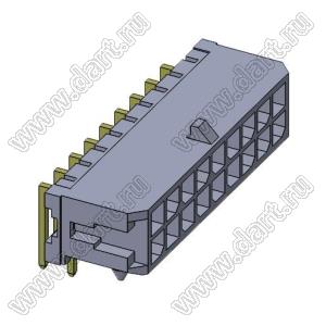 3000WR-2x09P (Micro-Fit 3.0™ MOLEX 043045-1800, MFGK-18, 5561R-18, MF3-18MRA, WW300-R2x9) вилка на плату двухрядная угловая; шаг 3,0мм; 2x9-конт.