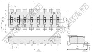 EJR-10-T-Q-T/R переключатель типа DIP; 10-позиц.; шаг 2,54мм