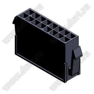 3000HM-2x08P-1 (Micro-Fit 3.0™ MOLEX 043020-1600, MF30-HMD1-16, 5561-16, MMF 2x8 F, MF3-16F, WW300-M2x8) колодка на кабель (вилка) двухрядная; шаг 3,0мм; 2x8-конт.