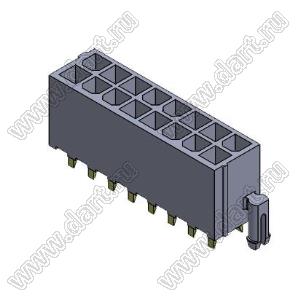 4200WVK-F-2X08P (Mini-Fit Jr.™ MOLEX 039299162, MF-16MB) вилка на плату прямая двухрядная с фиксаторами в плату и с выводами в плату плоского сечения; шаг 4,2мм; 2x8-конт.