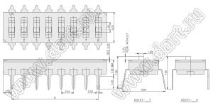 NDI-08H переключатель типа DIP шаг 2,54 мм; 8-позиц.; прямые выводы