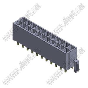 4200WVK-F-2X11P (Mini-Fit Jr.™ MOLEX 039299222, MF-22MB) вилка на плату прямая двухрядная с фиксаторами в плату и с выводами в плату плоского сечения; шаг 4,2мм; 2x11-конт.