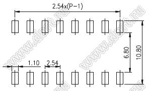 EPM-08-T-V-T/R переключатель типа DIP; 8-позиц.; шаг 2,54мм