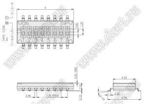 DHN-04-T-V-T/R-1.27 переключатель для поверхностного (SMD) монтажа; шаг 1,27мм; 4-позиц.