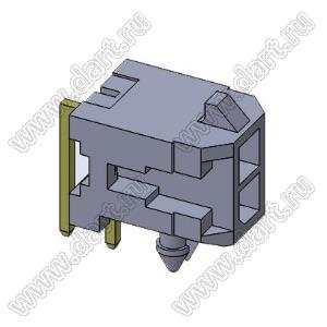 3000WR-2x01P (Micro-Fit 3.0™ MOLEX 043045-0200, MFGK-02, 5561R-02, MF3-2MRA, WW300-R2x1) вилка на плату двухрядная угловая; шаг 3,0мм; 2x1-конт.