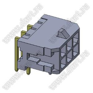 3000WR-2x03P (Micro-Fit 3.0™ MOLEX 043045-0600, MFGK-06, 5561R-06, MF3-6MRA, WW300-R2x3) вилка на плату двухрядная угловая; шаг 3,0мм; 2x3-конт.