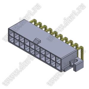 4200WR-L-2X10P (5569R-20, MF-20MRB, MF-2x10 MRB Mini-Fit Jr.™ MOLEX 39291208) вилка на плату угловая двухрядная с крепёжн. ушами; шаг 4,2мм; 2x10-конт.