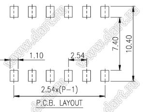 DM-03-T-V (1825058-4, ADE03S04) переключатель для поверхностного (SMD) монтажа; 3-позиц.; шаг 2,54мм